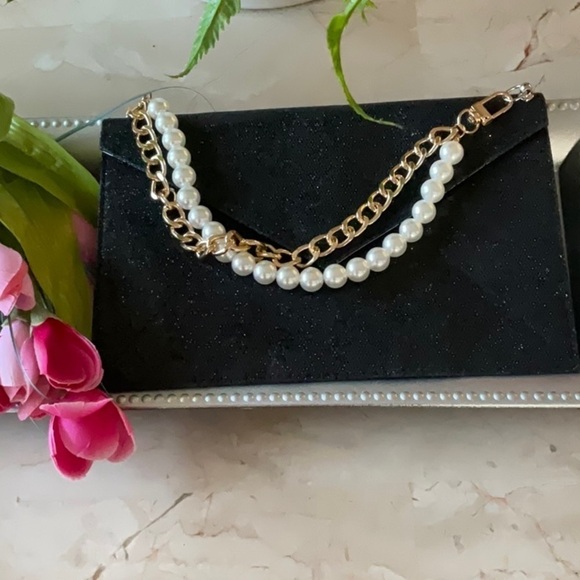 VINTAGE BLACK GLITZY ENVELOPE BAG - Picture 2 of 5